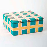 Grid Turquoise Trinket Box by Wayland Gregory Ceramics | Gracious Style