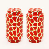 Giraffe Print Red Salt & Pepper Shakers by Wayland Gregory | Gracious Style