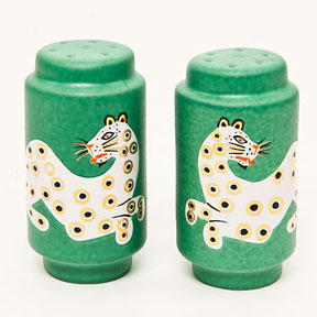 Leopard Green Salt & Pepper Shakers by Wayland Gregory | Gracious Style