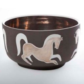 Dancing Horse Brown Chubby Bowl by Wayland Gregory Ceramics | Gracious Style