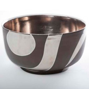 Mod Zebra Brown/Platinum Chubby Bowl by Wayland Gregory Ceramics | Gracious Style