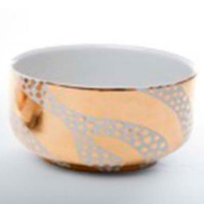 Zebra Dots Gold Chubby Bowl by Wayland Gregory Ceramics | Gracious Style