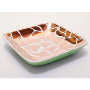 Giraffe Print Green/Gold Tray by Wayland Gregory Ceramics | Gracious Style
