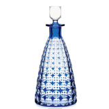 Val Saint Lambert Kaleido Sapphire decanter vase stemware tealight