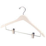 White Wood Suit Hanger w/Clips | Gracious Style
