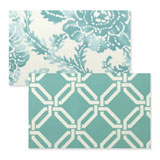 Reversible Placemats - Aqua Floral Greek Key | Gracious Style
