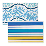 Reversible Placemats - Turquoise Stripe Coral | Gracious Style