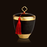 L'Objet Luminescence Small Key Tassel Black Limoges Porcelain Candle | Gracious Style
