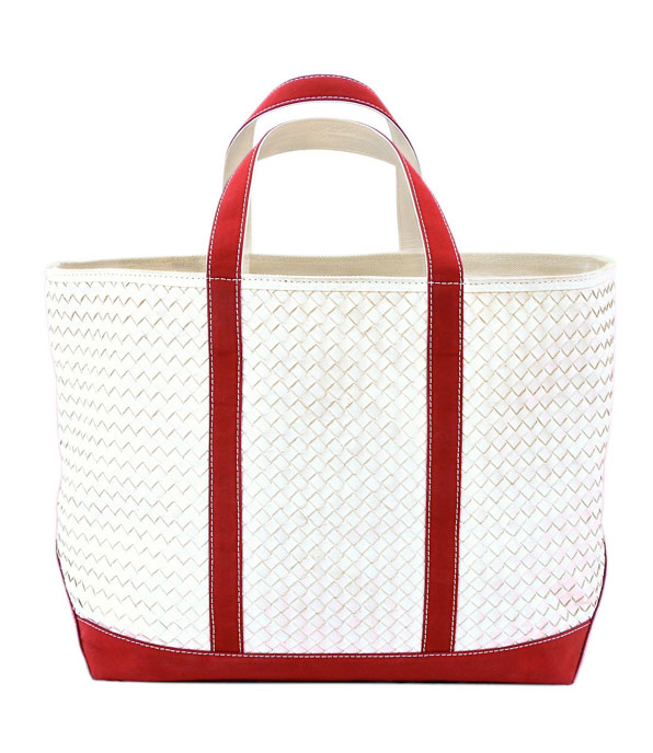 Lance Wovens Studio Tote in White/Red
