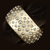 L'Objet Perlee Napkin Rings Gold Platinum Swarovski Crystal | Gracious Style