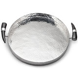 Mary Jurek Orion Round Tray with Buffalo Horn Handles | Gracious Style Official Retailer