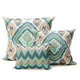 Kim Seybert Ikat Seafoam/Taupe Throw Pillows | Gracious Style