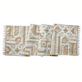 Moroccan Taupe Linen Beaded Table Runner | Gracious Style