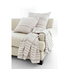 Rugby Stripe Platinum Woven Cotton Throw | Gracious Style