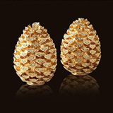Pinecone Holiday Salt & Pepper Shakers in Gold  | Gracious Style