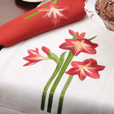 Amaryllis Anali Holiday Embroidered Linens Napkins Placemats | Gracious Style