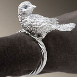 Platinum Bird Napkin Rings with Swarovski Crystal | Gracious Style