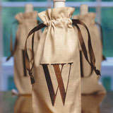 Linen Wine Bags with Block Monogram | Gracious Style