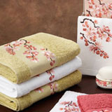 Blossom Embroidered Bath Towels in Pink, Red, White  | Gracious Style