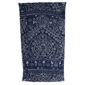 Bohemian Damask Royal Blue Cotton Beach Towel by Fresco | Gracious Style