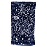 Bohemian Damask Royal Blue Cotton Bath Towels by Fresco | Gracious Style