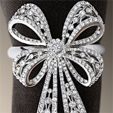 Platinum Antique Bowtie Napkin Rings with Swarovski Crystal | Gracious Style