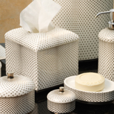 Celeste China Bath Accessories Jar Soap Dish Tumbler Waste Basket | Gracious Style
