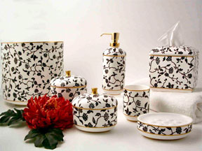 Chengtu Bath Accessories Bone China Floral Pattern | Gracious Style
