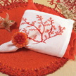 Kim Seybert Coral Allover Embroidered Red Napkin | Gracious Style