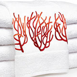 Coral Embroidered Bath Towels, Bath Mat, Shower Curtain | Gracious Style