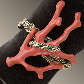Coral Napkins Rings Gold and Platinum | Gracious Style