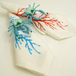 Coral Embroidered Linen Napkins Kim Seybert in coral and turquoise | Gracious Style