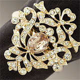 Victorian Crest Gold Napkins Rings Swarovski Crystal | Gracious Style