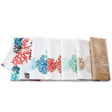 Kim Seybert Print and Embroidered Coral Linen Napkins | Gracious Style