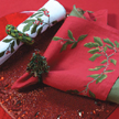 Kim Seybert White Green Red Holly Embroidered Napkins | Gracious Style