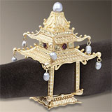 Pagoda Gold Napkin Rings | Gracious Style
