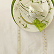 Taffeta table linens embroidered white ivory taupe | Gracious Style
