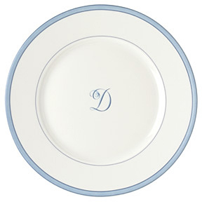 Raynaud Tropic Blue Monogram Dinnerware | Gracious Style