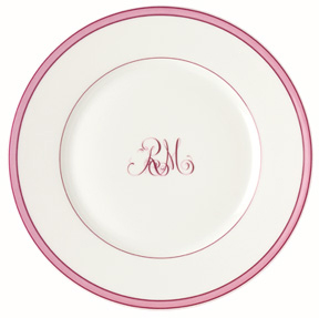 Raynaud Tropic Pink Monogram Dinnerware | Gracious Style